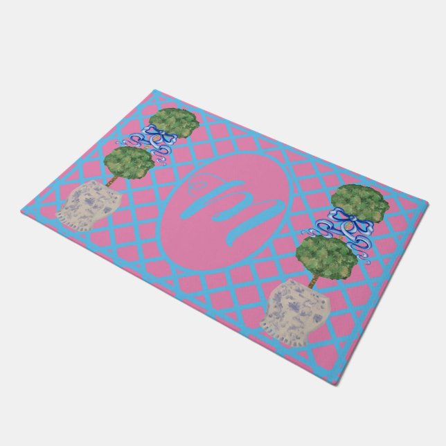 Tapete Chinoiserie Topiary Ginger Jar Jars Doormat (Inclinado)