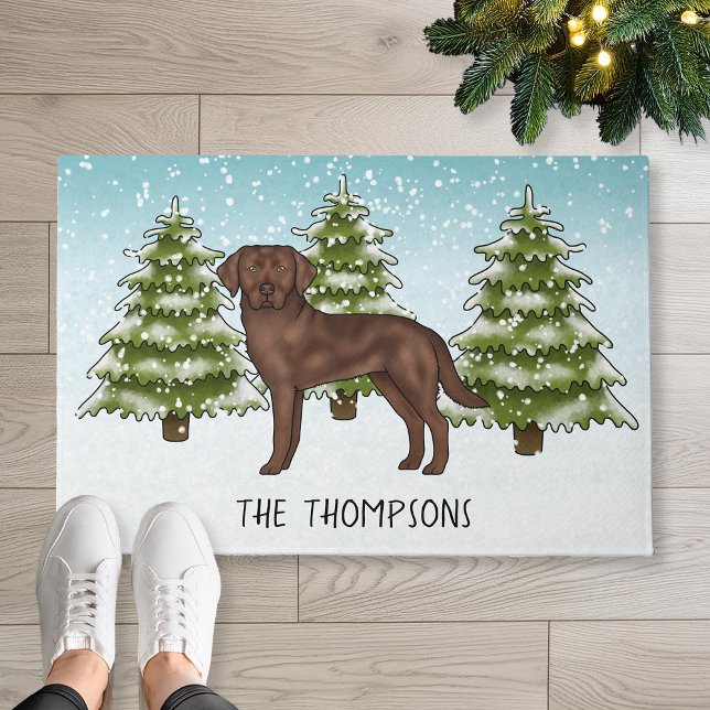 Tapete Chocolate Labrador Varejista Personalizado Natal (Disclaimer: This image is a digital mockup.)