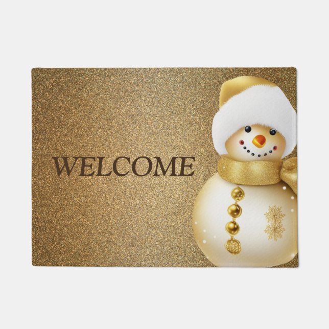 Tapete Christmas Party Golden Snowman Snowflakes Holidays (Frente)