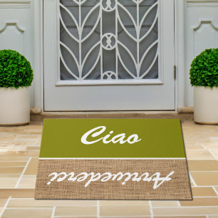 Tapete Ciao - Porta rustica de burlap - oliveira