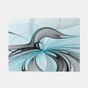 Tapete Cinza Antracite Arte Fractal Azul Moderna