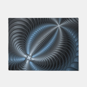 Tapete Cinza Azul Plástico Arte Fractal 3D Abstrato