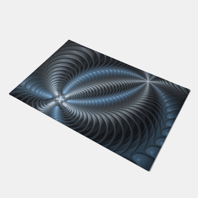 Tapete Cinza Azul Plástico Arte Fractal 3D Abstrato (Inclinado)