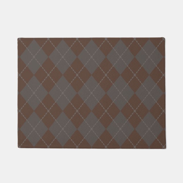 Tapete Cinza Brown Argyle Doormat Rug Gift (Frente)