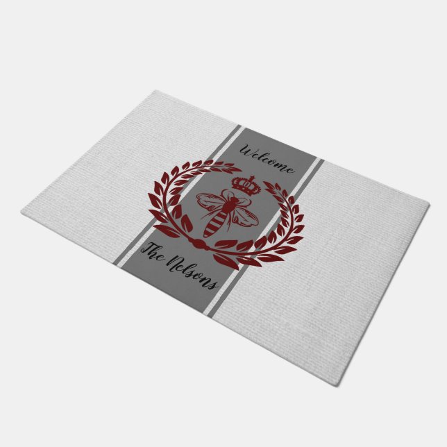 Tapete Cinza e abelha real vermelha riscada (Inclinado)