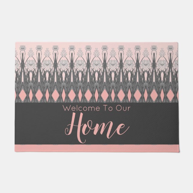 Tapete Cinza E Floral Rosa (Frente)