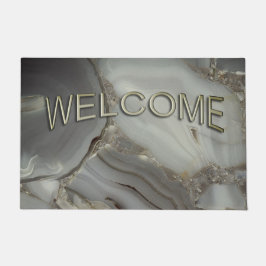 Tapete Cinza Marble com Dourada Vein Welcome Mats