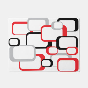 Tapete Cinza Negra Vermelha Vintagem Retro Quadrado Branc