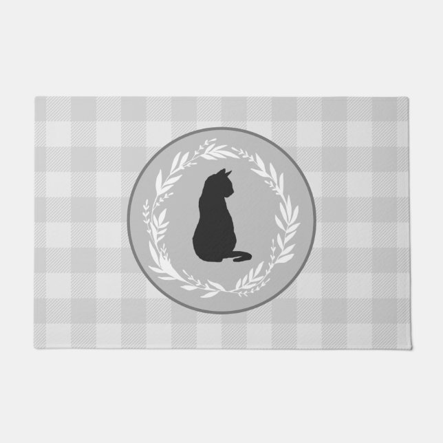 Tapete Cinza Padrão de Verificação de Buffalo de Gato Neg (Frente)