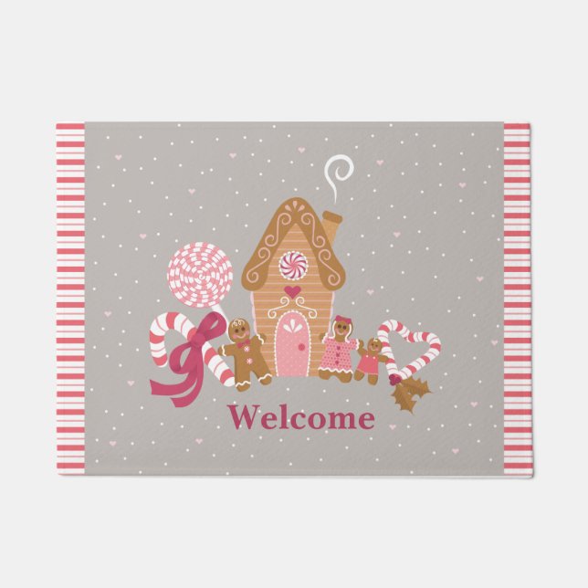 Tapete Cinza Rosa, Rosa, Gingercake Door Mat (Frente)