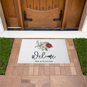 Tapete Cinza Vermelha e Buquê da Flor Cream Boho