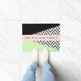 Tapete Cinza Zigzag, Cinza Chevron, Mint, Seu Nome