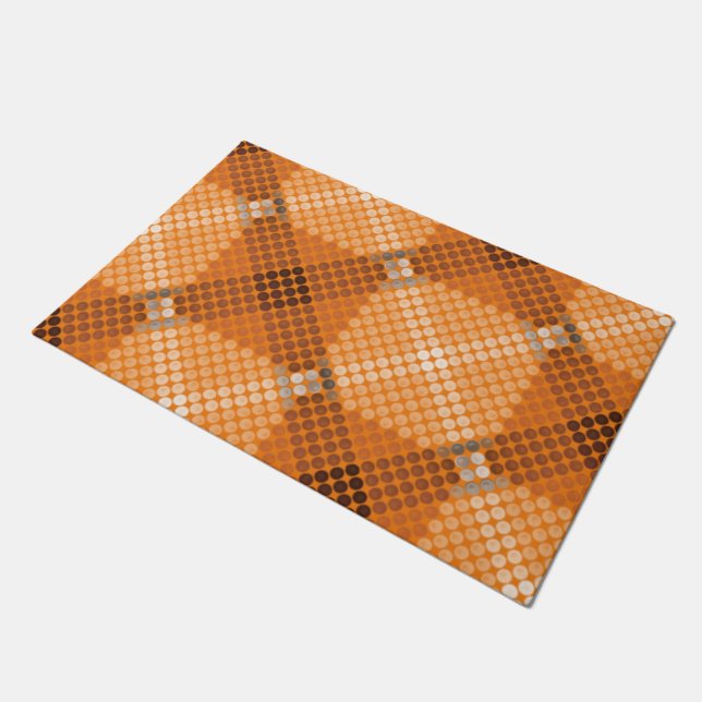 Tapete Cinzas aos círculos castanhos sobre a laranja, for (Inclinado)