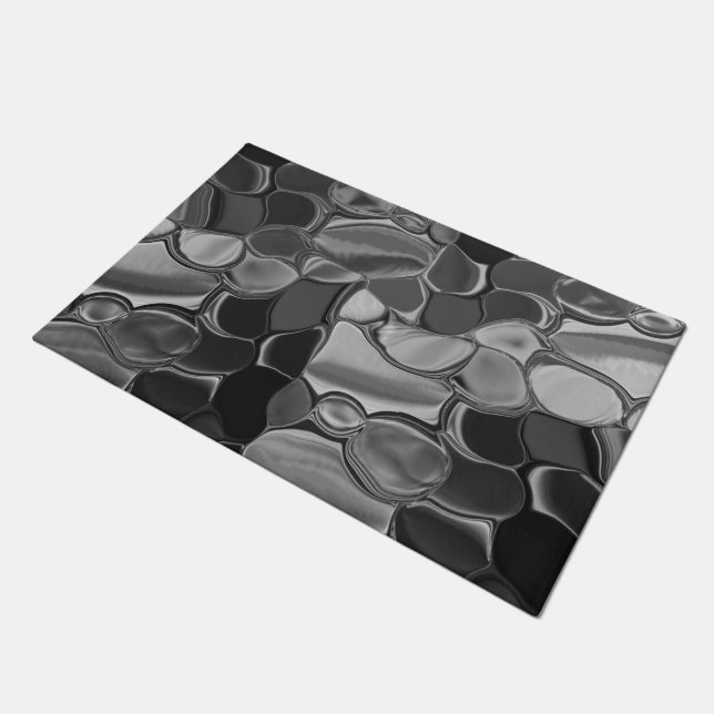 Tapete Cinzas claras e formas arredondadas escuras. (Inclinado)
