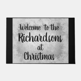 Tapete Cinzas de prata geadas de boas-vindas à família pe