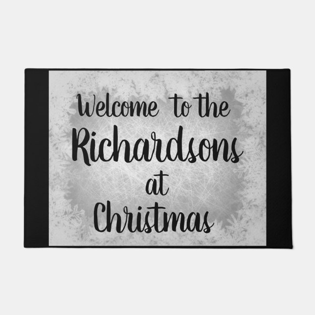 Tapete Cinzas de prata geadas de boas-vindas à família pe (Frente)