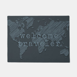 Tapete Cinzas Escuras do Mapa do Mundo Viajante de Boas-V
