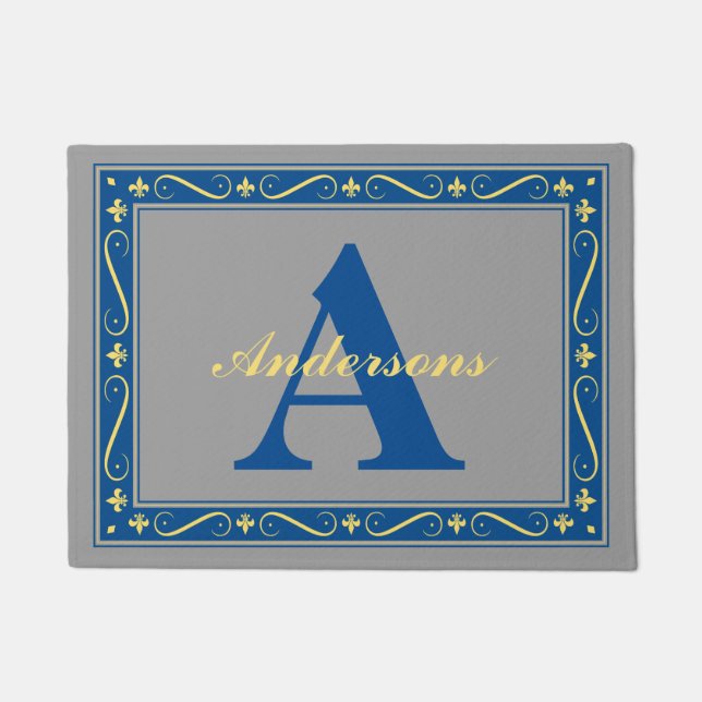 Tapete Cinzas personalizadas monograma da beira da flor (Frente)