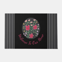 Cinzas Pretas Escuras e Fuchsia Flores Acentuadas