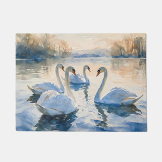 Tapete Cisnes no Lago Pintura em Aquarela