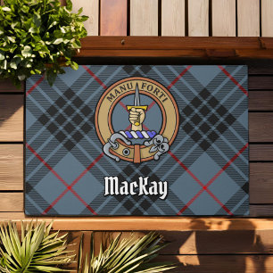 Tapete Clan MacKay Crest sobre Blue Tartan