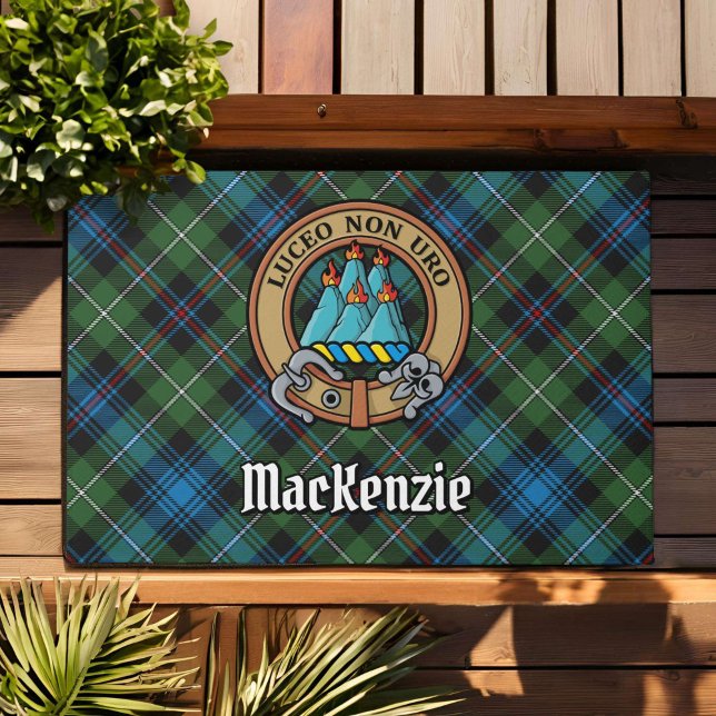 Tapete Clan MacKenzie Crest sobre Tartan (Criador carregado)