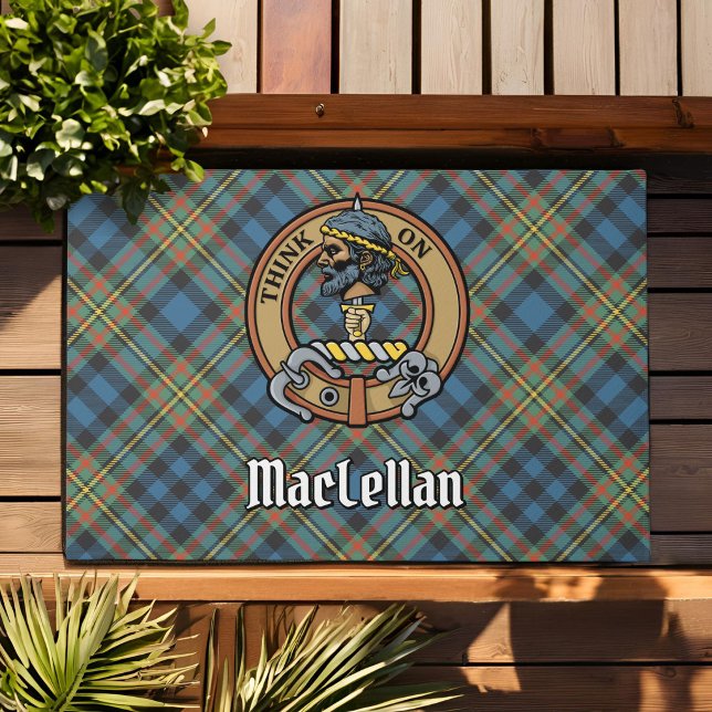 Tapete Clan MacLellan Crest over Ancient Tartan (Criador carregado)