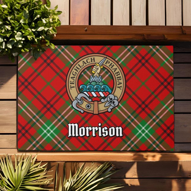 Tapete Clan Morrison Crest sobre o Red Tartan (Criador carregado)