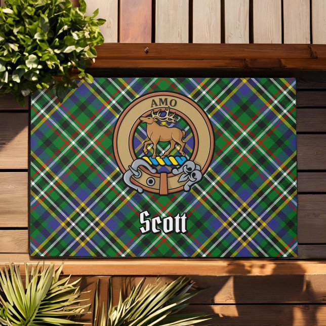 Tapete Clan Scott Crest sobre Green Tartan (Criador carregado)