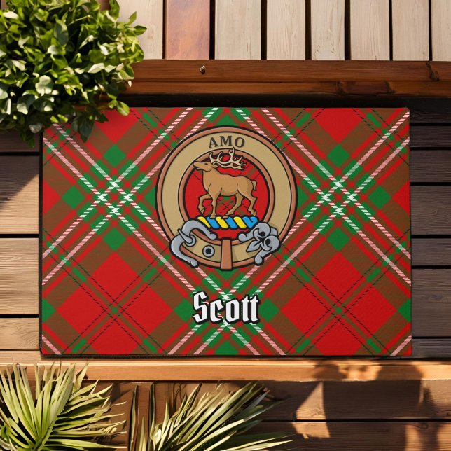 Tapete Clan Scott Crest sobre Red Tartan (Criador carregado)
