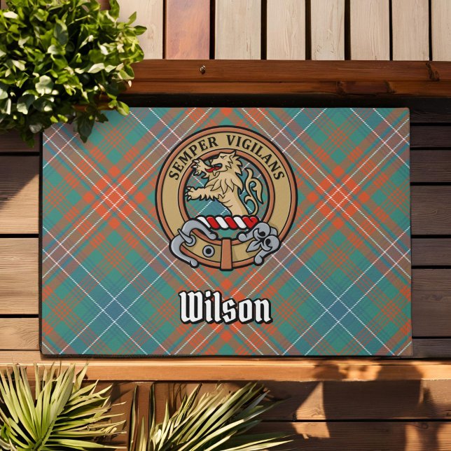 Tapete Clan Wilson Crest sobre o Antigo Tartan (Criador carregado)
