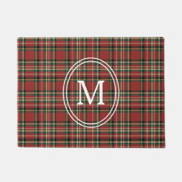 Tapete Classic Red Plaid Monogram Christmas Holiday