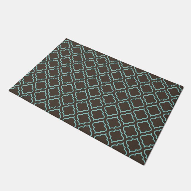 Tapete Clássico Aqua Brown Doormat Rug (Inclinado)