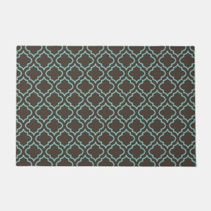 Tapete Clássico Aqua Brown Doormat Rug