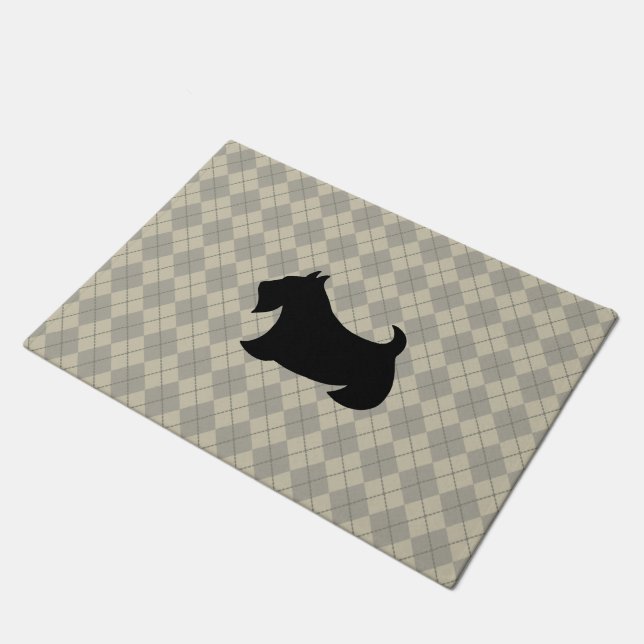 Tapete Clássico Argyle Scottish Terrier Doormat (Inclinado)