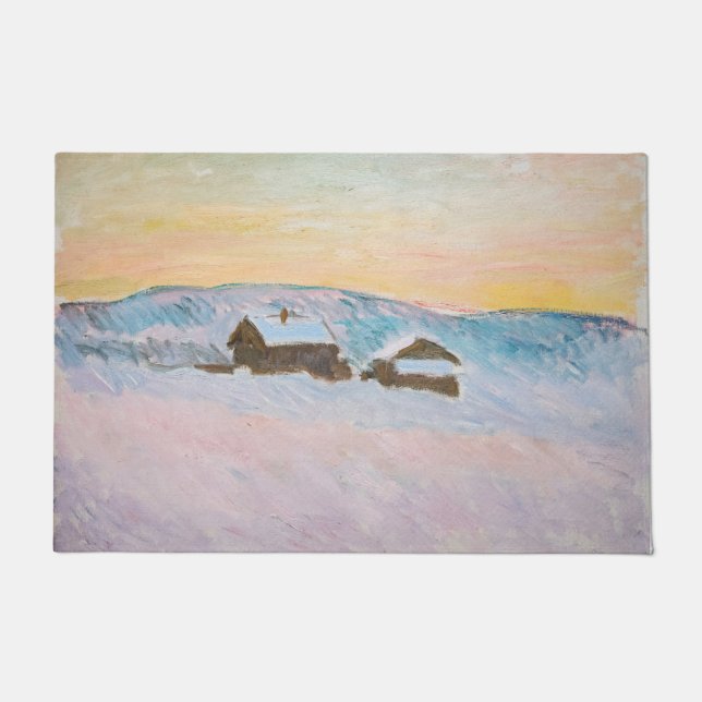 Tapete Claude Monet - Paisagem Noruega, Casas Azuis (Frente)