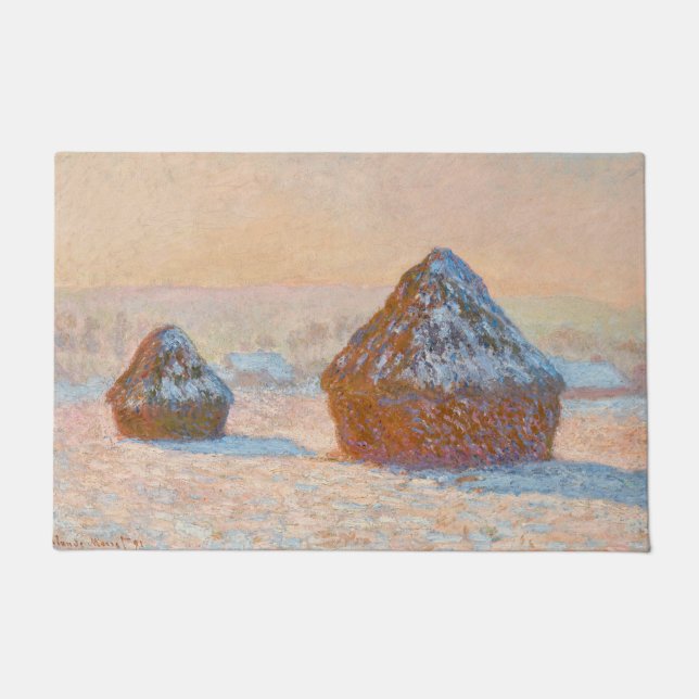 Tapete Claude Monet - Wheatstacks, Efeito da Neve, Manhã (Frente)