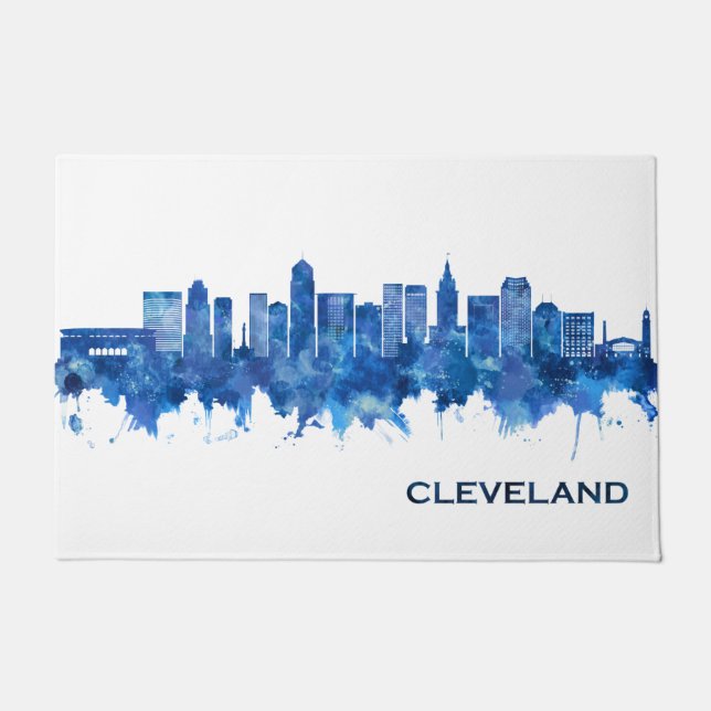 Tapete Cleveland Ohio Skyline Blue (Frente)
