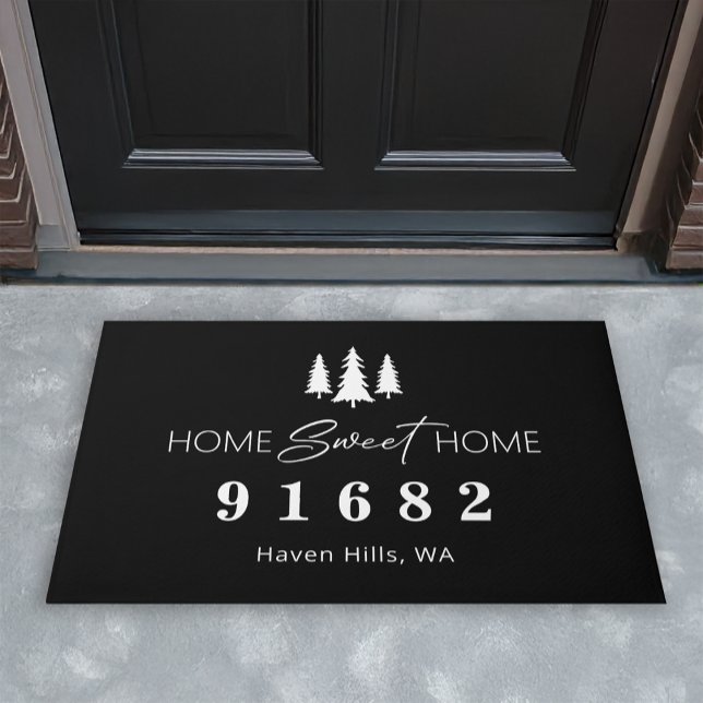 Tapete Código Zip Personalizado Home Sweet Home (Shown on a 24" x 36" doormat)