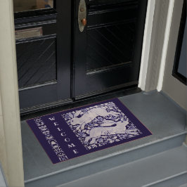 Tapete Coelho Branco Azul Coelho Bem-vindo Azulejo Arte G