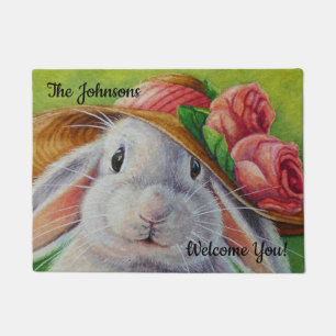 Tapete Coelho Branco Personalizado com Coelho Primavera