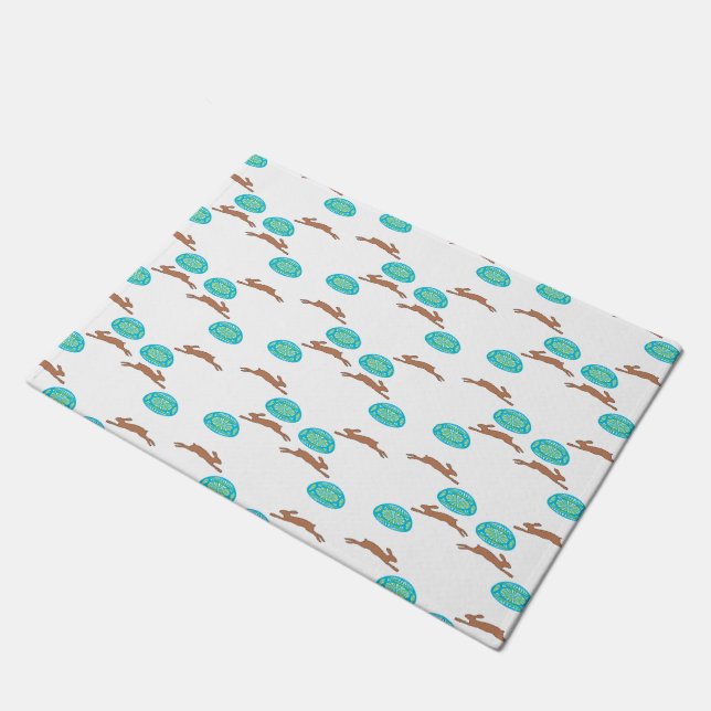 Tapete coelho da Páscoa e ovos em branco (Inclinado)