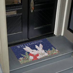 Tapete Coelho de Natal Personalizado Coelhinho de Neve Co