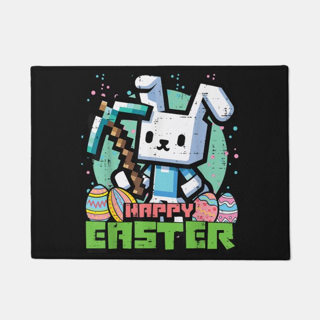 Tapete Coelho Feliz de Páscoa Jogo de Pixel  (Frente)