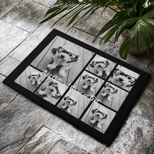 Tapete Colagem ao Quadrado de Fotos Preto 9 - com branco  (Custom Welcome Doormat)