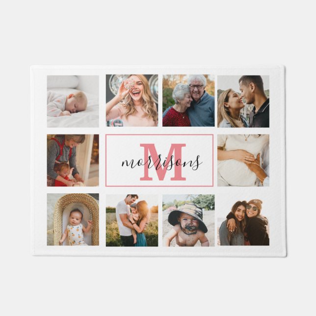 Tapete Colagem de Fotos Monogramada Porta Personalizada (Frente)