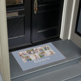 Tapete Colagem Familiar de Fotos Monogramas 8 Azul Claro