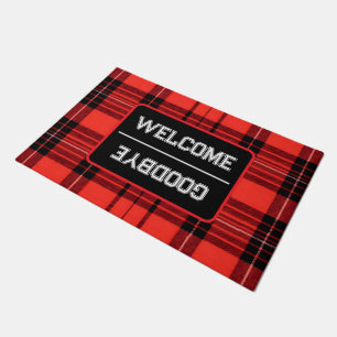 Tapete Coleção Moderna Tradicional Vermelha Xadrez Tartan