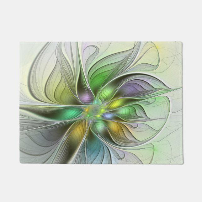 Tapete Colorida Fantasy Flor Moderno Abstrato Fractal (Frente)