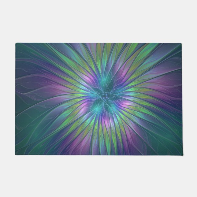 Tapete Colorida Shiny Fantasy Flor Abstrato Arte Fractal (Frente)